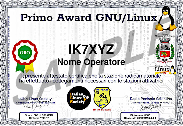 Il primo diploma dedicato a Linux, compilato con campi di prova